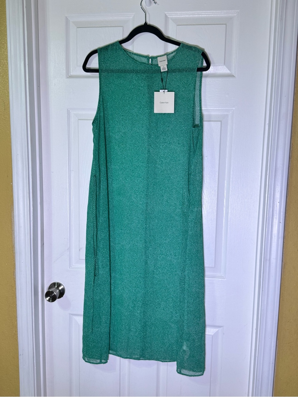 Calvin Klein Sleeveless Emerald Green Tie-Waist Midi Dress - Picture 2 of 6